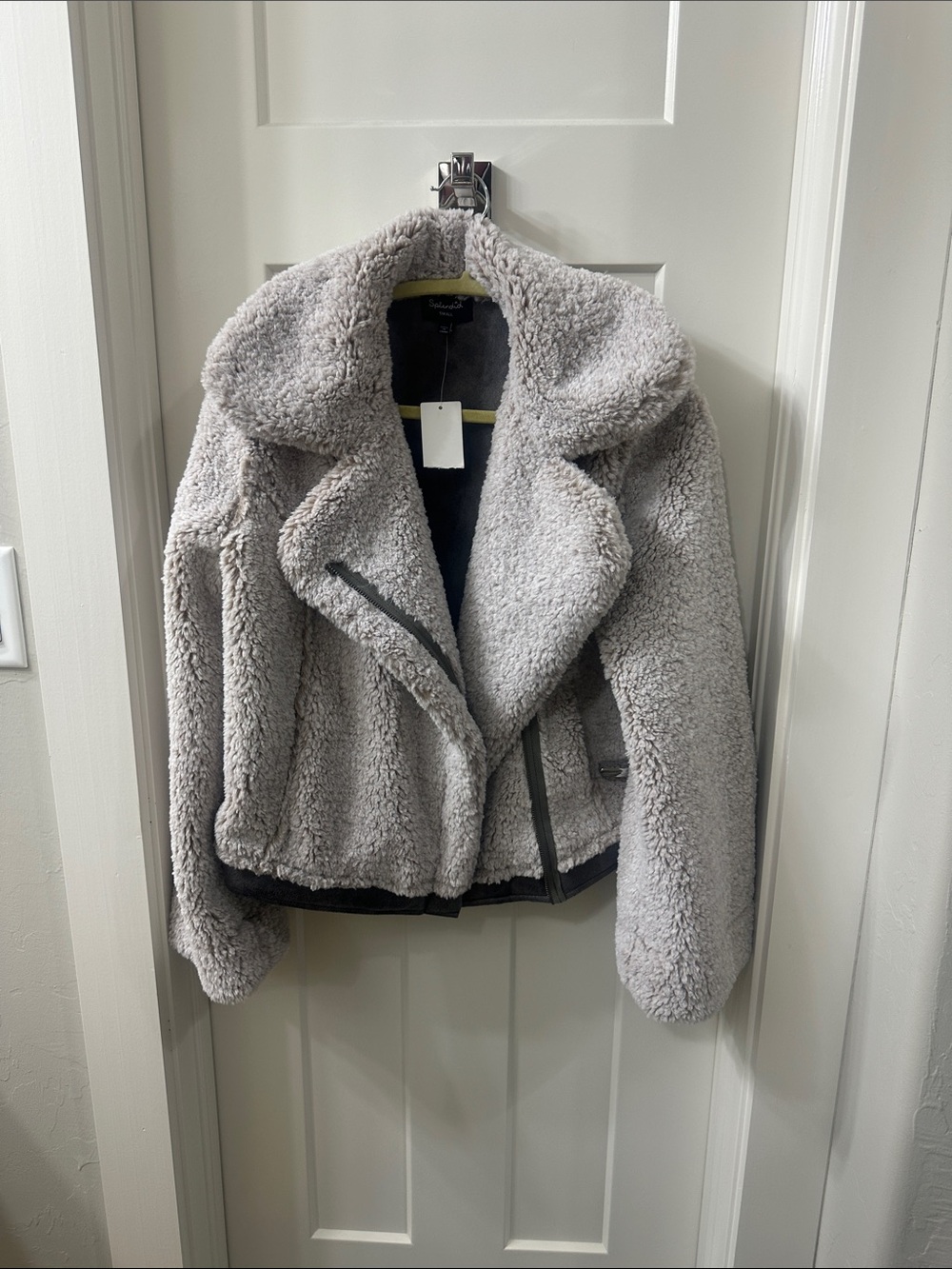 Splendid Women's Teddy Jacket in Light Gray S (easily fits M)